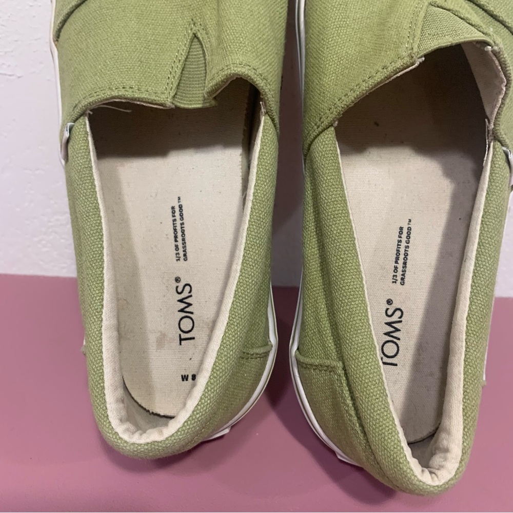 TOMS Alpargata Fenix Slip On Cedar Green Washed Canvas Shoes Size 8 casual - Picture 6 of 10
